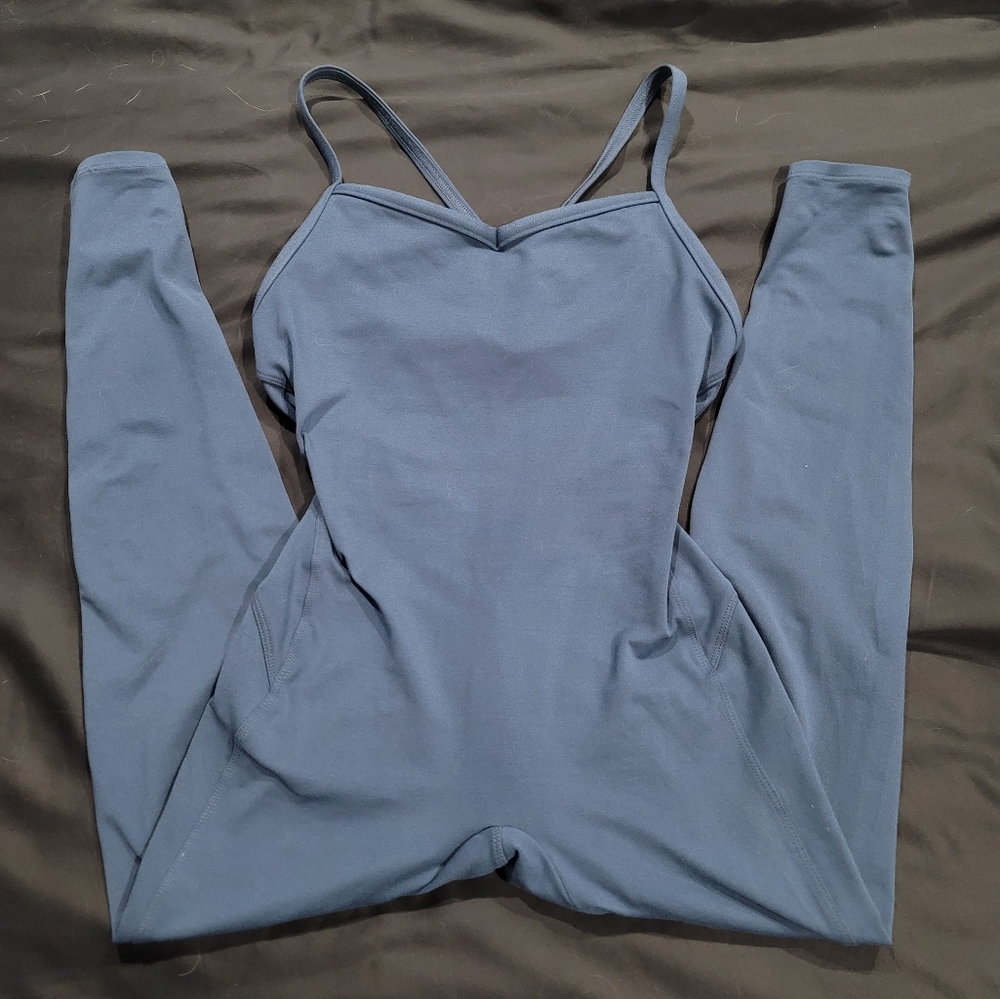Bombshell sportswear sculpted bodysuit one piece denim Navy blue md - Picture 3 of 6